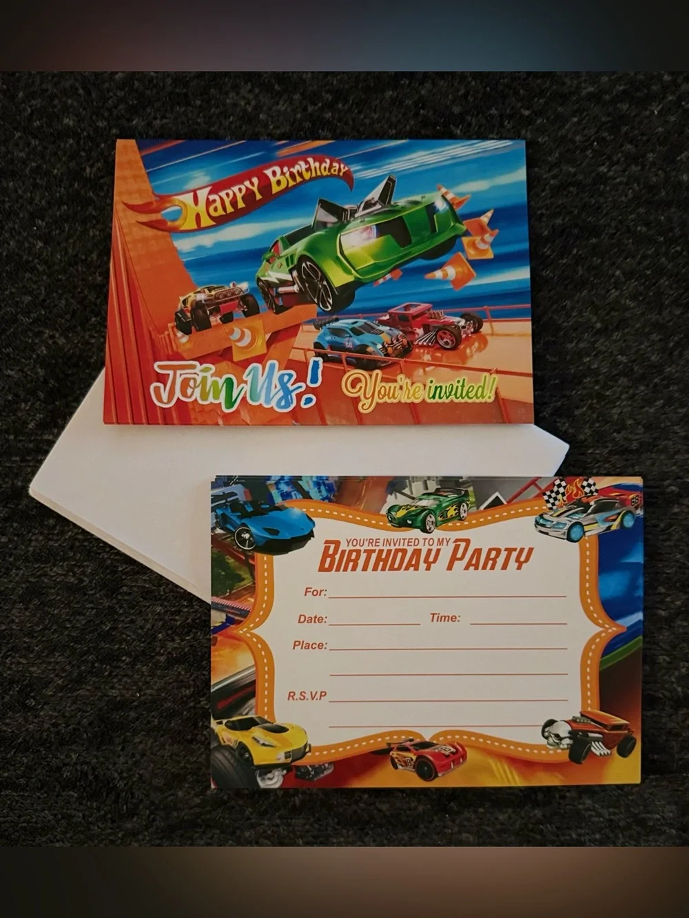 16 pcs Cars Birthday Invitation Cards with Envelopes